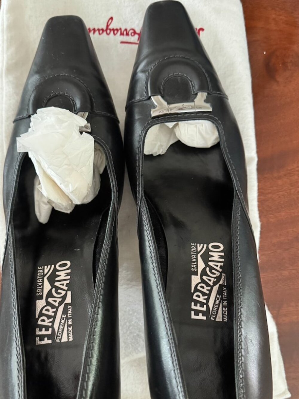 black Ferragamo heels
